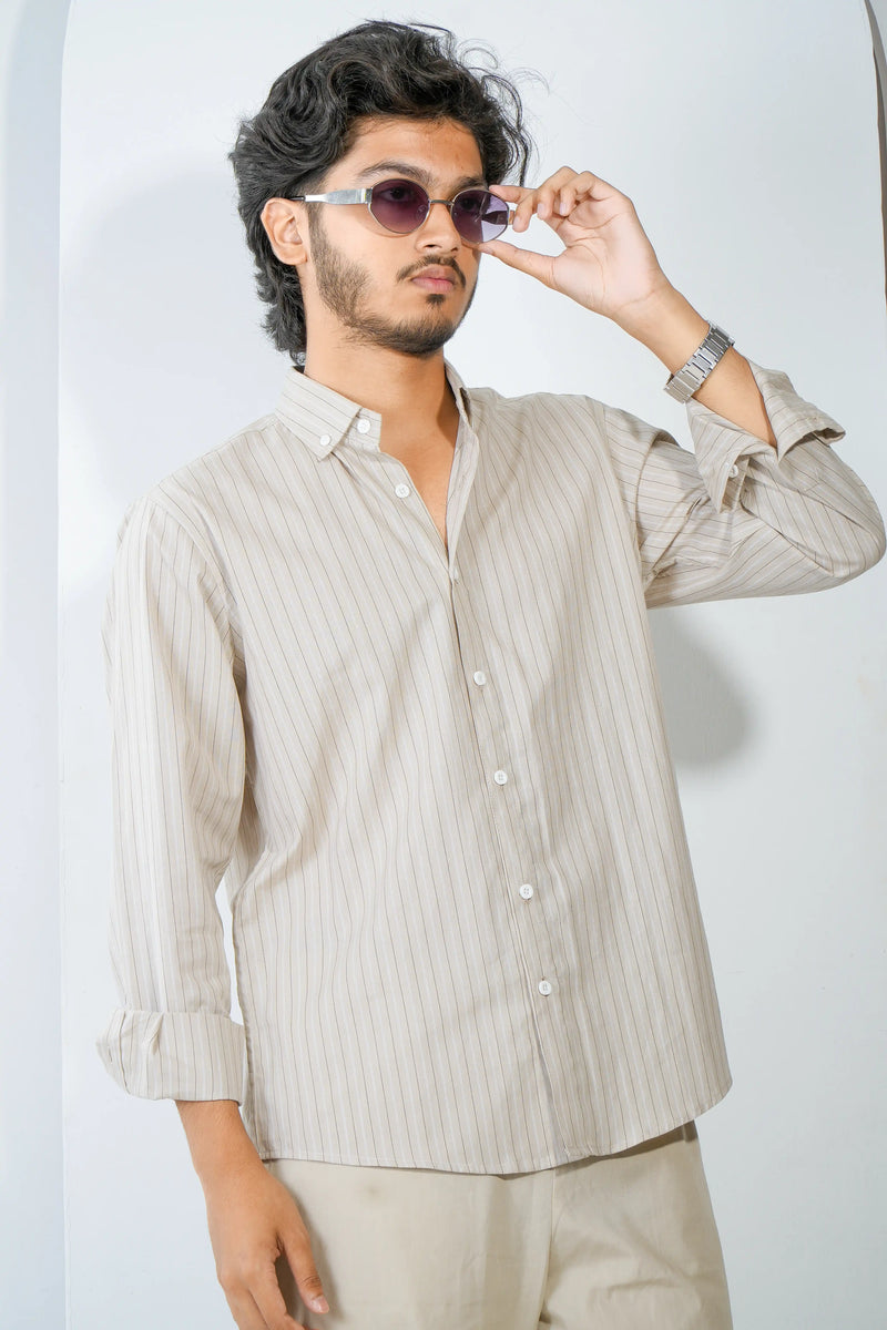 Zair's Beige Stripe Shirt