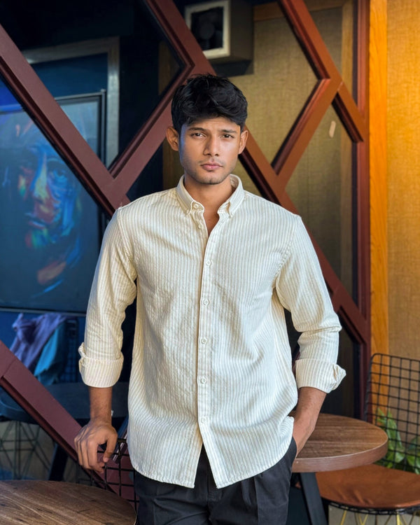 Zair's Old Money Winter Beige Stripe Shirt