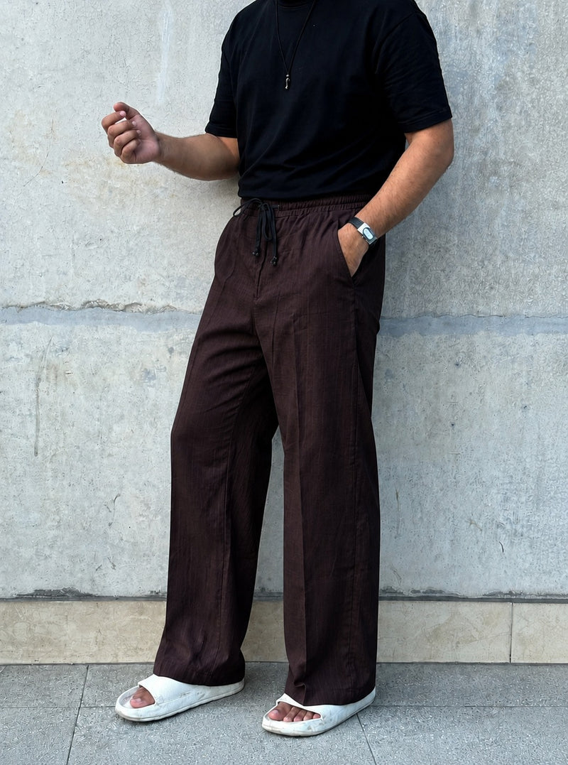 Linen Baggy Trouser - Dark Brown
