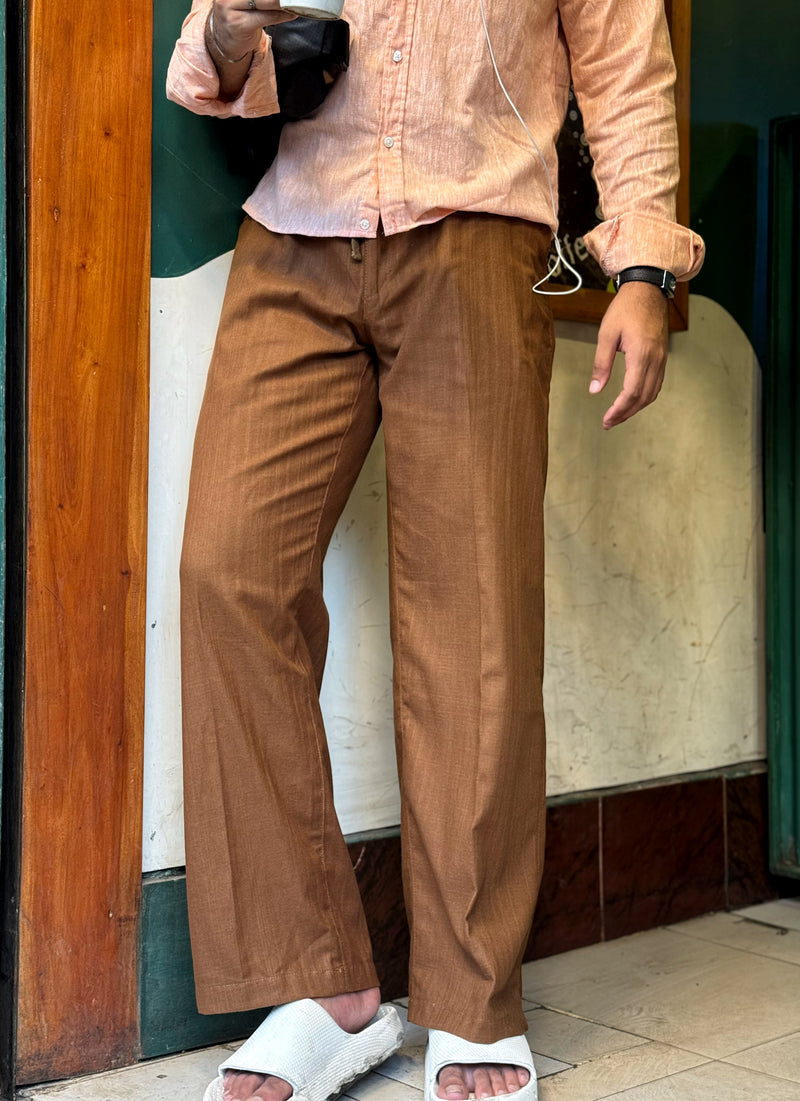 Linen Baggy Trouser- Cocoa Brown