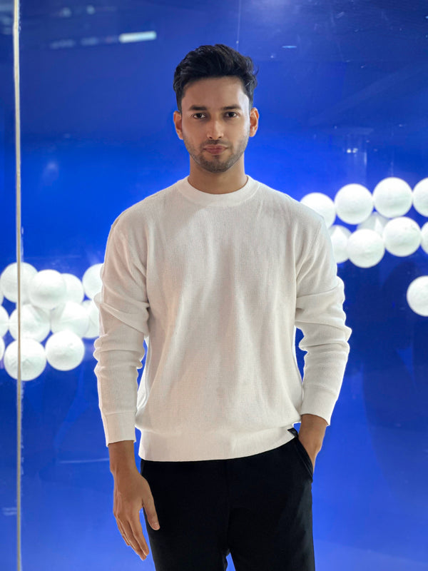 Zair's White Dropshoulder Sweatshirt