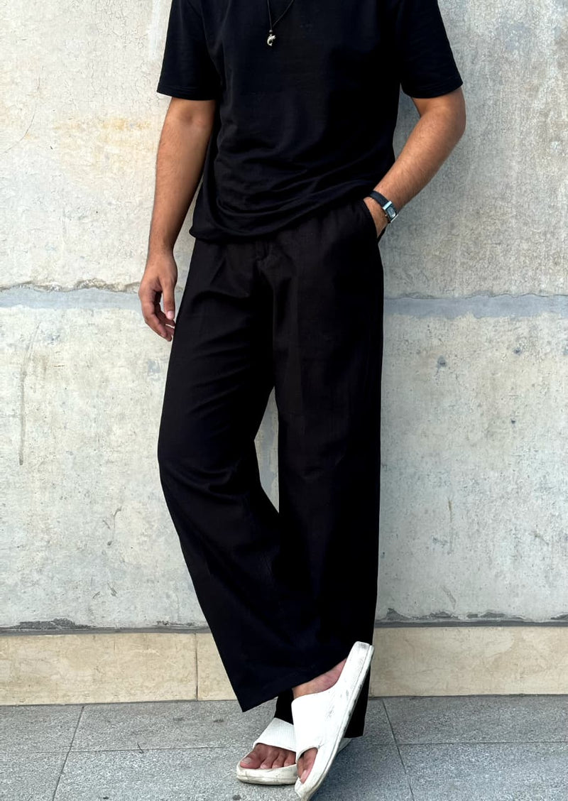 Linen Baggy Trouser - Black
