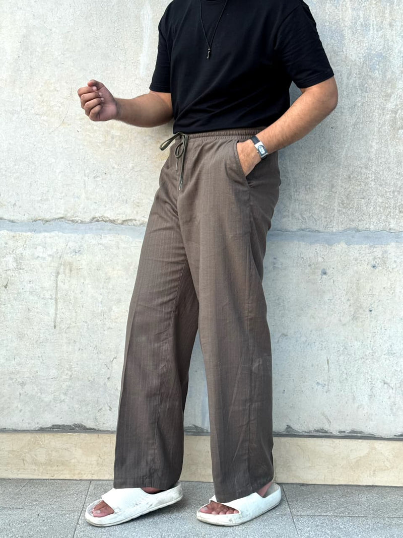 Linen Baggy Trouser - Earthy Olive
