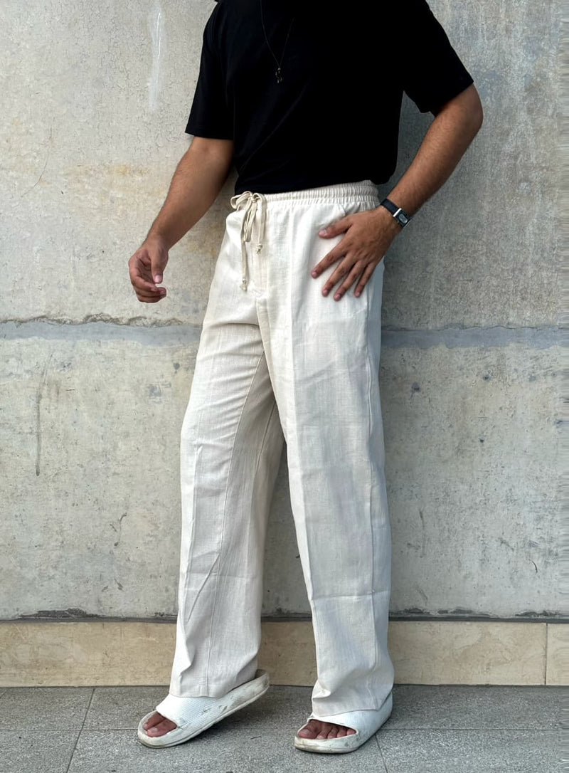 Linen Baggy Trouser - Off White