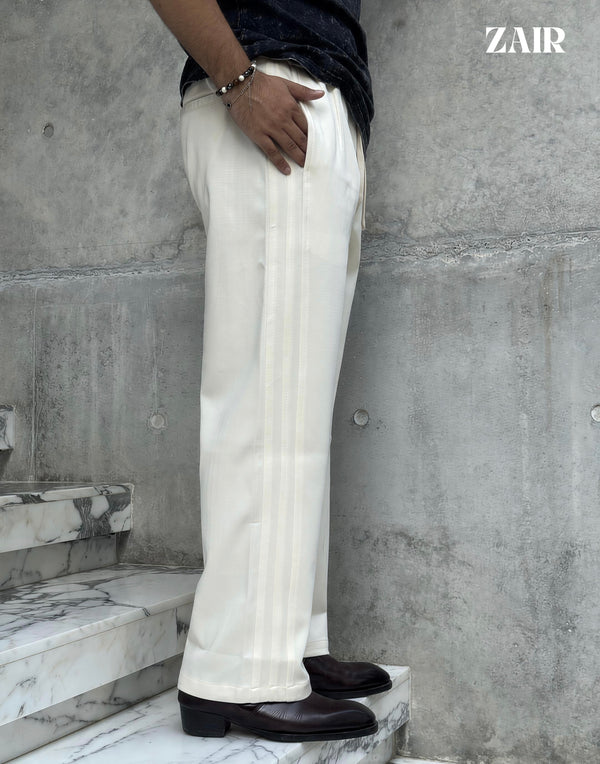 Premium Baggy Ivory Line Trouser - Off White