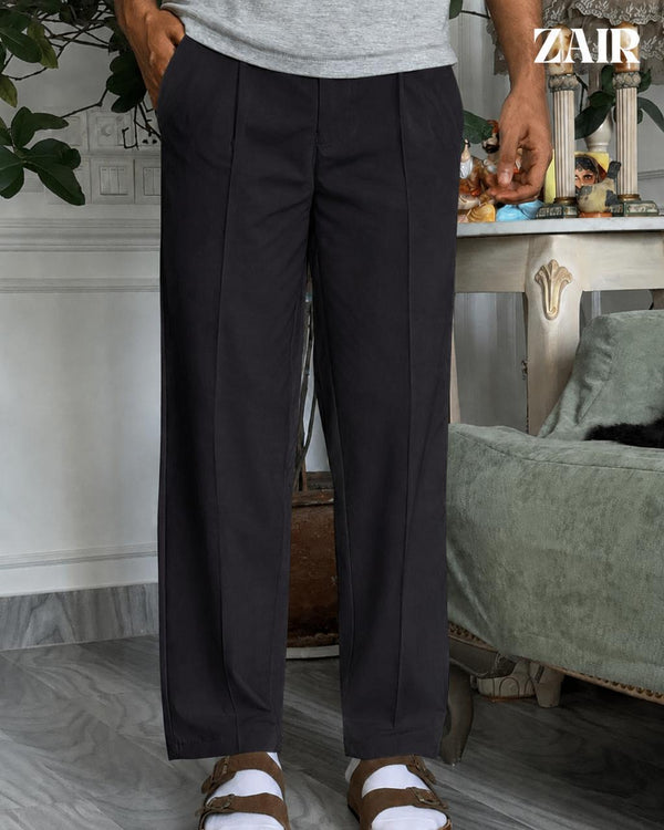Relaxed Formal Pleated Trouser- Black