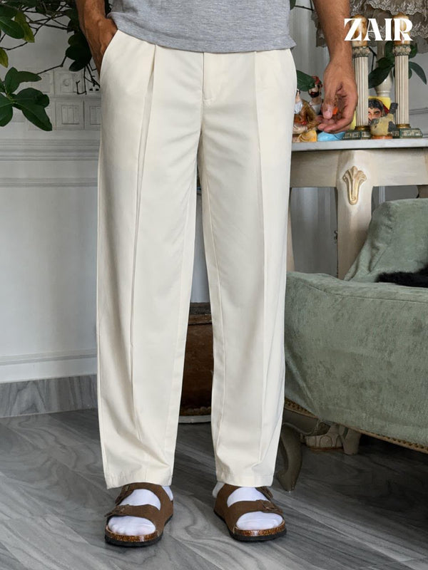 Relaxed Formal Pleated Trouser - off White